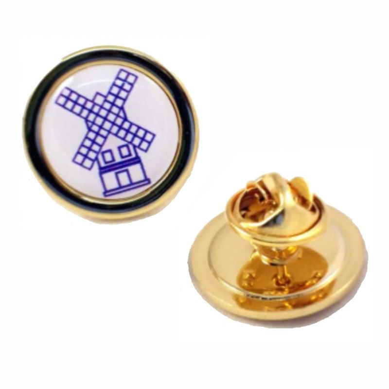 Superior Badge 16mm round gold clutch and printed dome